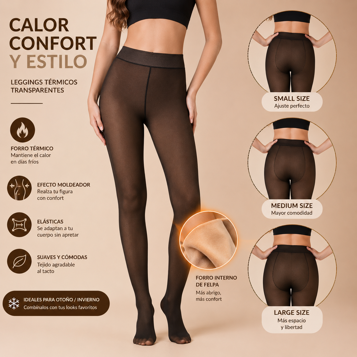 PANTIS DE POLAR EFECTO PIEL